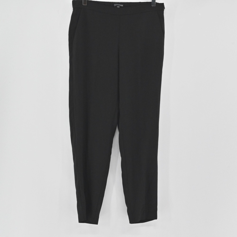 EILEEN FISHER Womens Pants Sz S Black‎ High Rise Tapered Leg Dress Career Office